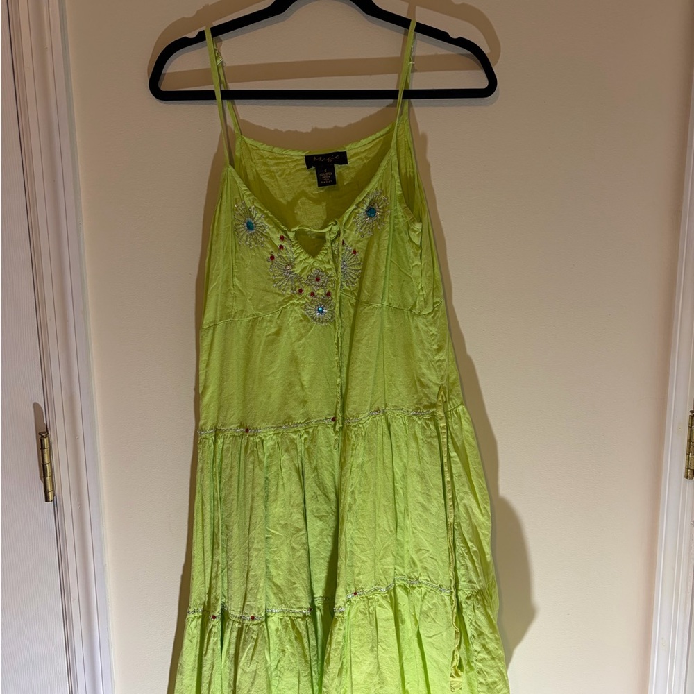 Lime Green Embroidered Sundress
